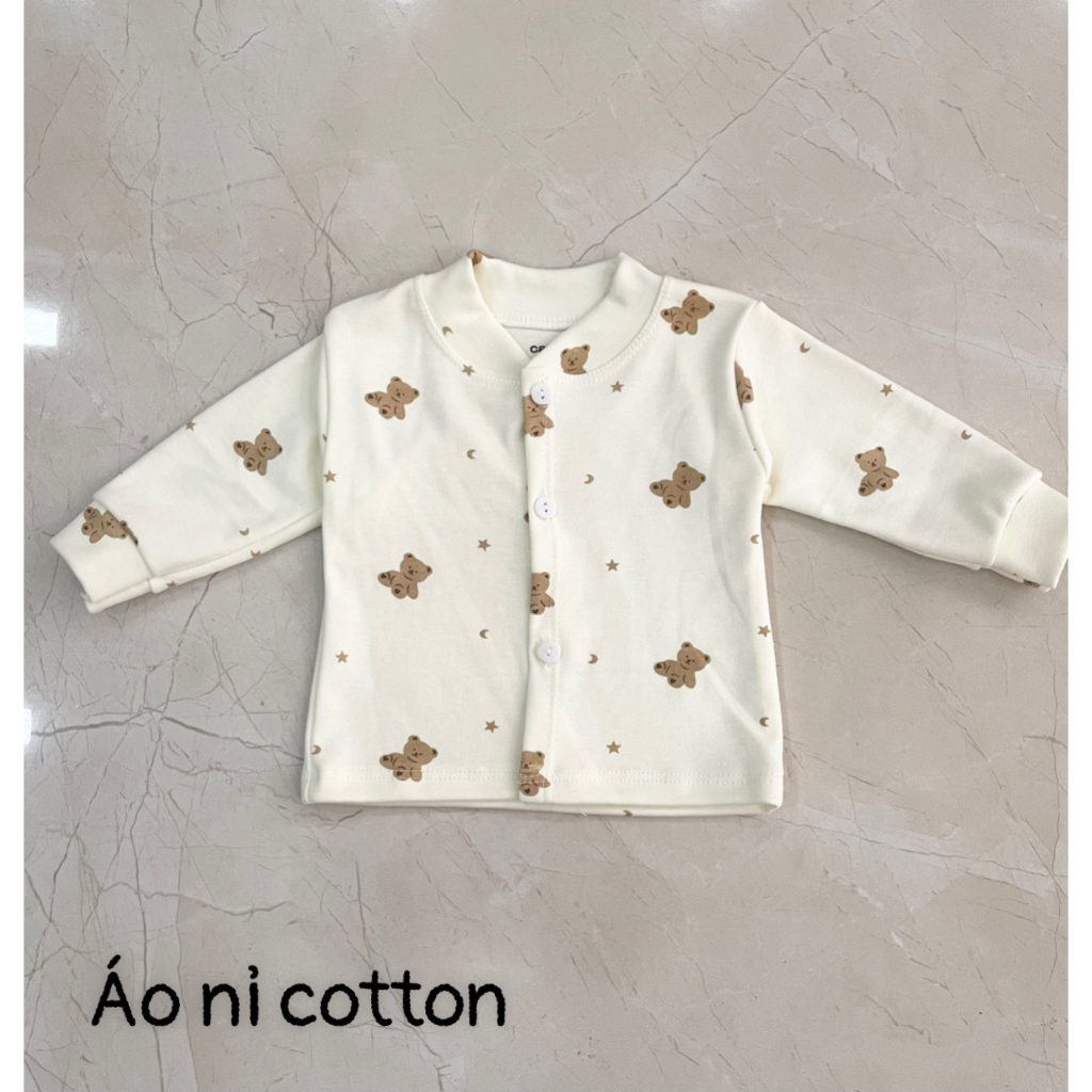Áo dài tay nỉ Cotton, áo sơ sinh, áo ấm cho bé sơ sinh mùa thu đông