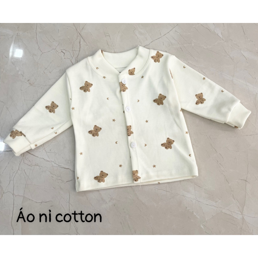 Áo dài tay nỉ Cotton, áo sơ sinh, áo ấm cho bé sơ sinh mùa thu đông