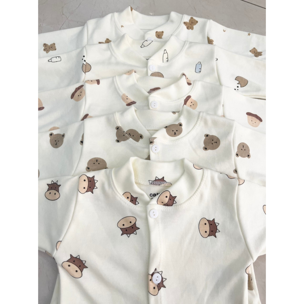Áo dài tay nỉ Cotton, áo sơ sinh, áo ấm cho bé sơ sinh mùa thu đông