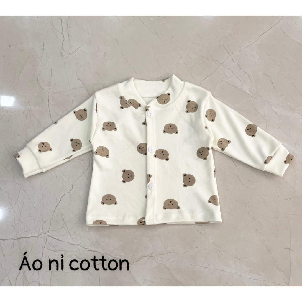 Áo dài tay nỉ Cotton, áo sơ sinh, áo ấm cho bé sơ sinh mùa thu đông