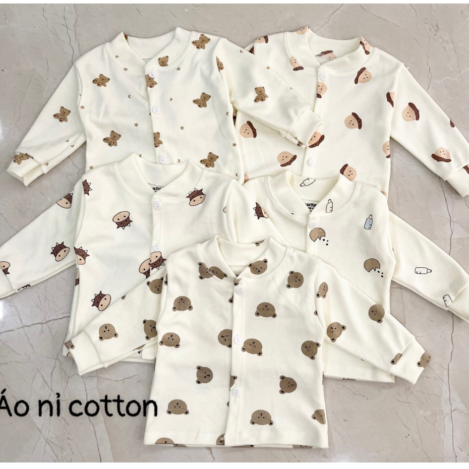 Áo dài tay nỉ Cotton, áo sơ sinh, áo ấm cho bé sơ sinh mùa thu đông