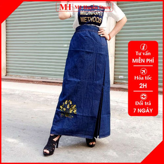Váy Chống Nắng Cao Cấp Nữ Vải Jean Dày Có Túi Thêu Hoa Lúa Mỹ Huyền Store