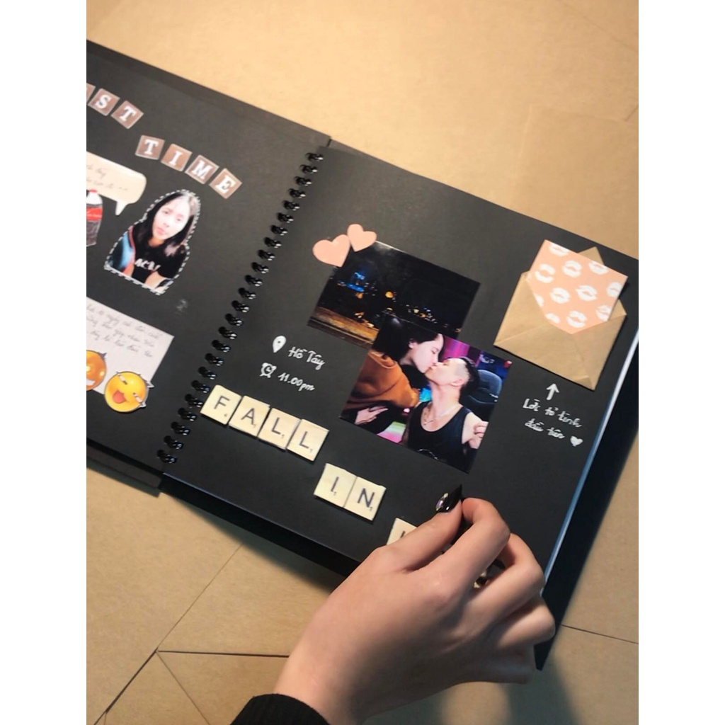 Scrapbook Love Album ảnh trang trí sẵn dùng làm quà tặng, kỷ niệm, người yêu