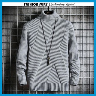 Áo len nam cao cổ vạt chéo len dệt dày dặn, Áo len nam cao cấp phong cách hàn quốc - Fashion Fury