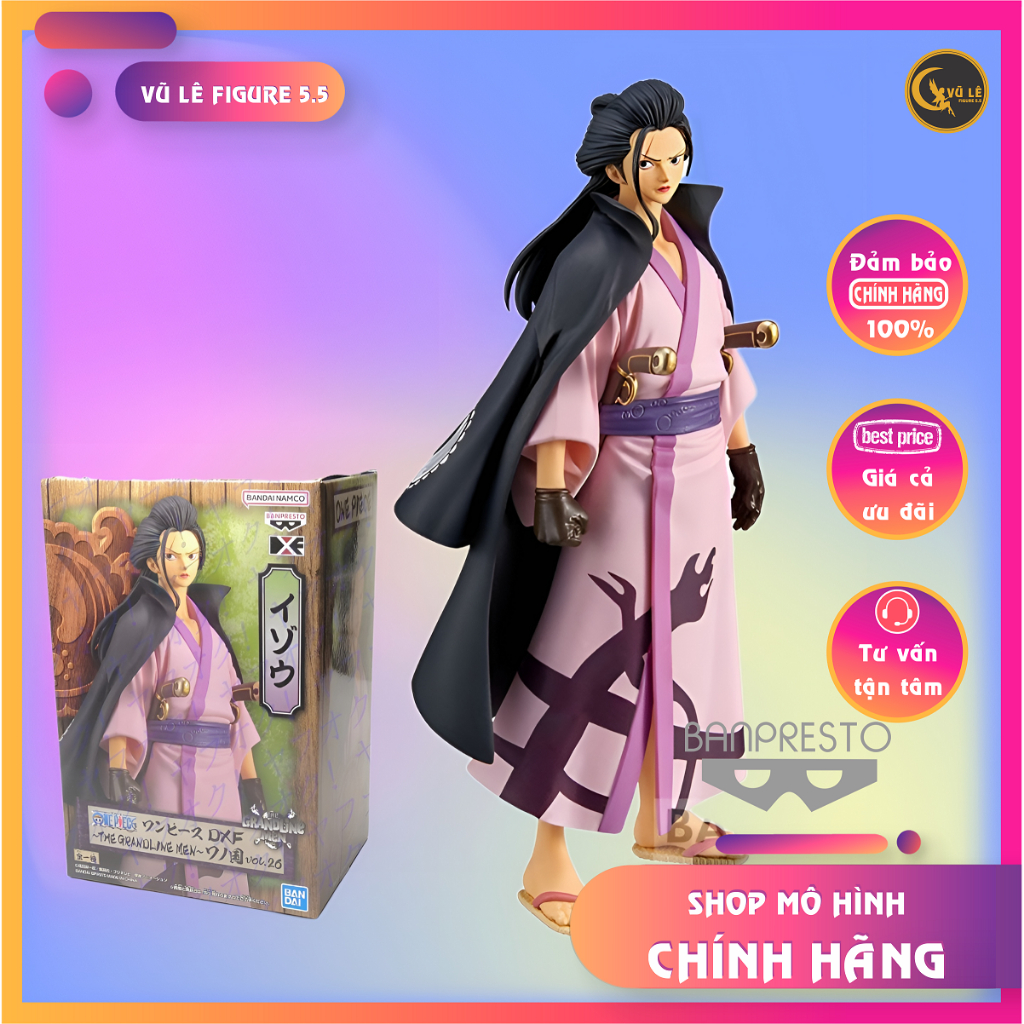 Mô hình nhân vật Izou - One Piece chính hãng Banpresto, DXF The Grandline Men Wano Country Vol.26, Anime figure Nhật Bản