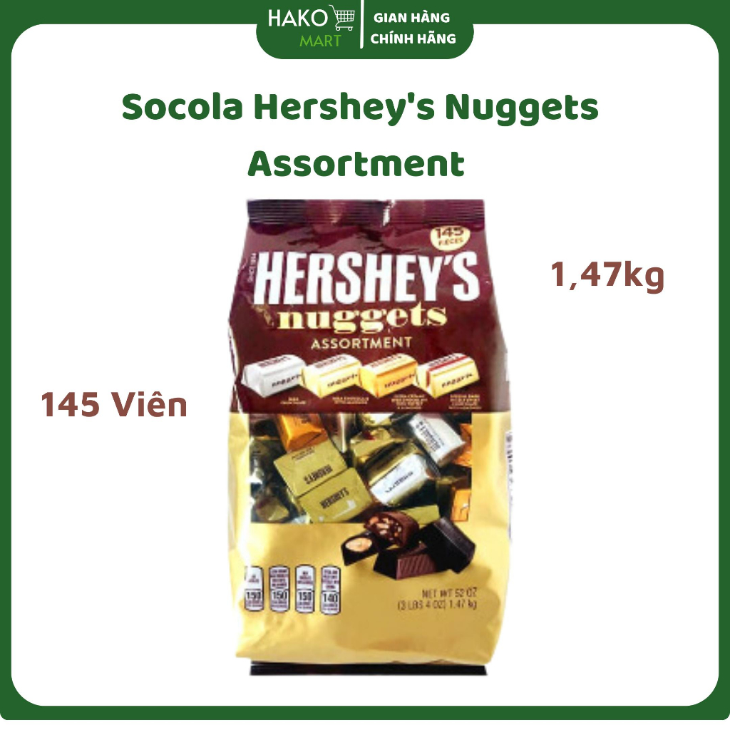 Socola Hershey's Nuggets Assortment Mix 4 Vị Trong 1 Túi