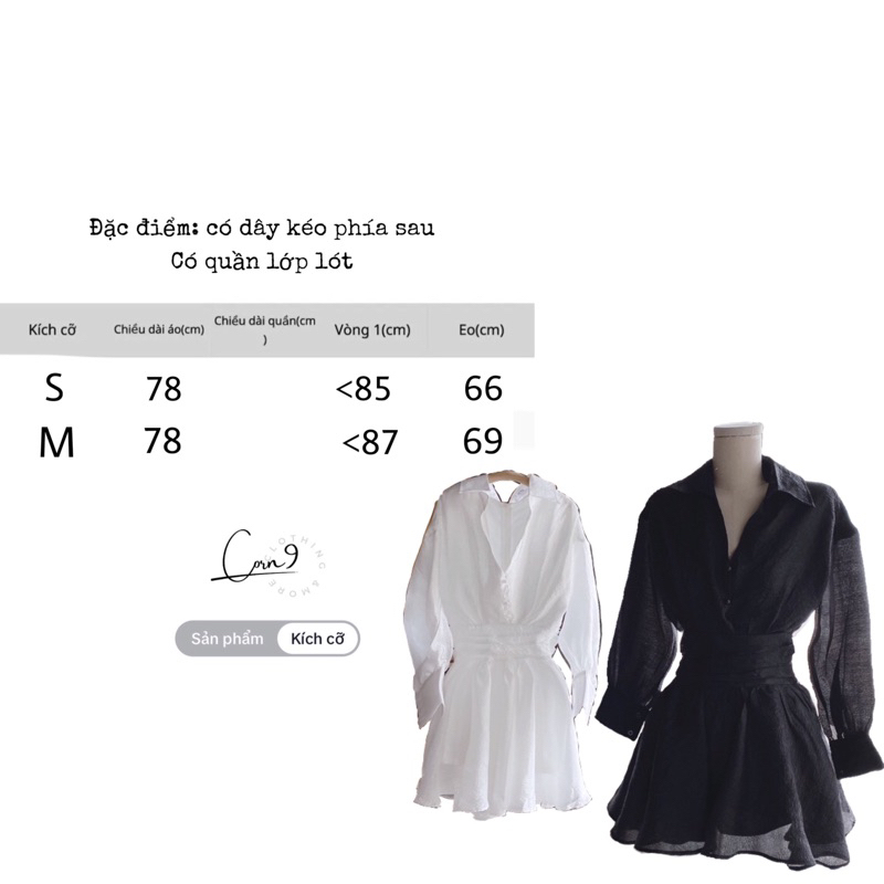 ĐẦM CỔ SƠ MI V TAY PHỒNG BO EO XẾP LY Áo Sơ Mi Nữ Tay Dài