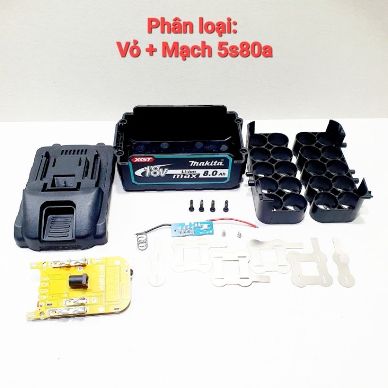 Combo: Vỏ 21700 + Mạch 5s80a + 10 Cell Samsung 40T