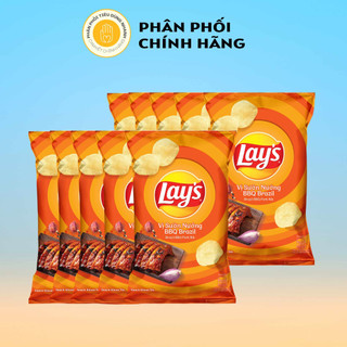 Bịch 10 Gói Bánh Snack Khoai Tây Lay's Wavy Vị Sườn Nướng BBQ Brazil gói 32g