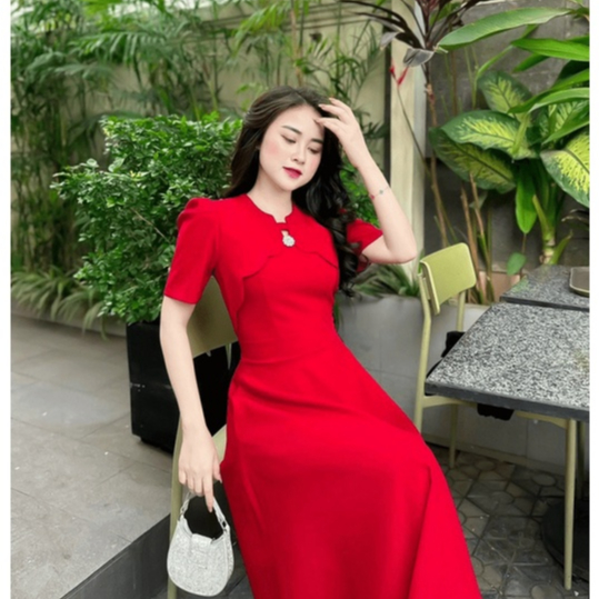 (HCM) ĐẦM XÒE CỔ ĐẮP VẢI UMI THỜI TRANG SÀNH ĐIỆU SANG TRỌNG CHO CÁC CÔ NƯƠNG LANA FASHION