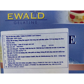 10 LÁ GELATINE ( EWALD - ĐỨC)