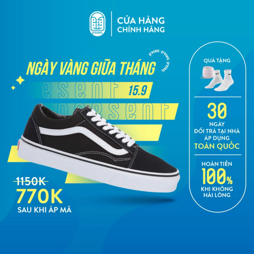 Giày Vans Vault Old Skool Bản chính hãng , Giày vans Vault viền đen trắng nam nữ full hộp bill size 36_43