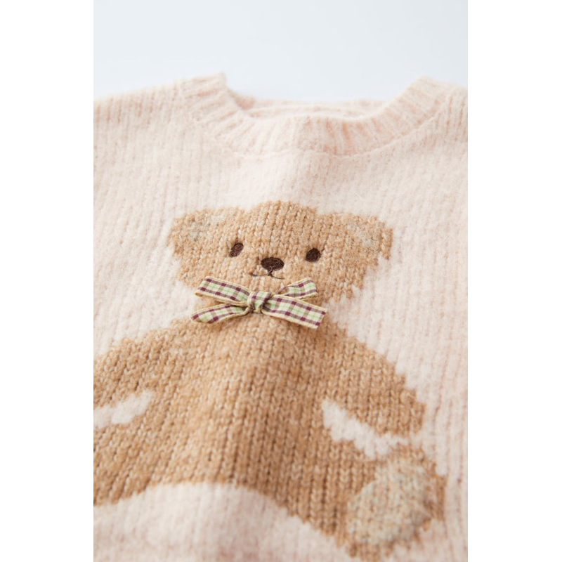 Áo Len Bé Gái Gấu Teddy Hồng ZR