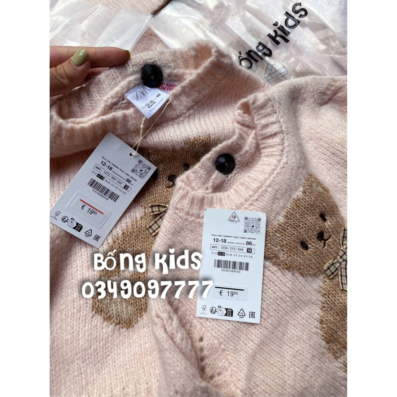 Áo Len Bé Gái Gấu Teddy Hồng ZR