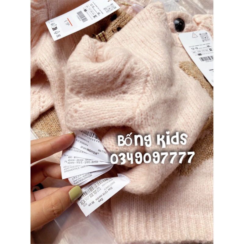 Áo Len Bé Gái Gấu Teddy Hồng ZR
