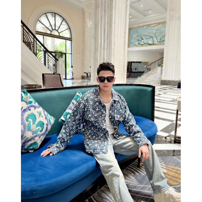 Áo Khoác Nam Bò Hoạ Tiết LV Xanh Chất Đẹp