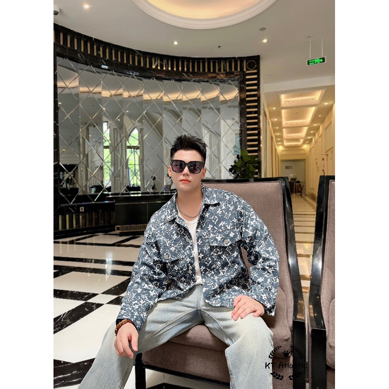 Áo Khoác Nam Bò Hoạ Tiết LV Xanh Chất Đẹp