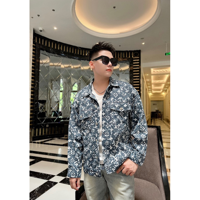 Áo Khoác Nam Bò Hoạ Tiết LV Xanh Chất Đẹp