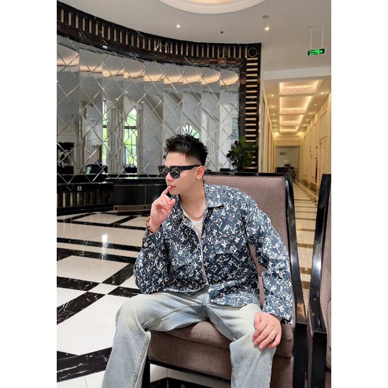 Áo Khoác Nam Bò Hoạ Tiết LV Xanh Chất Đẹp