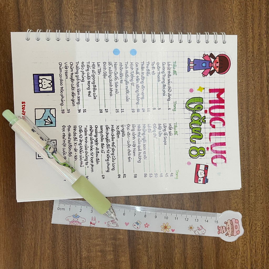 Sổ giấy trang trí Văn 8  CHƯƠNG TRÌNH KẾT NỐI TRI THỨC TẶNG STICKER CUTE VÀ NHÃN VỞ