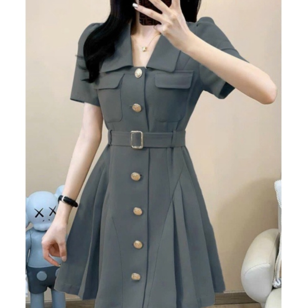 ĐẦM CỔ VEST DẬP LY ĐÍNH NÚT THỜI TRANG NỮ DÁNG XINH THIẾT KẾ TIỂU THƯ CHO CÁC CHỊ EM LANA FASHION