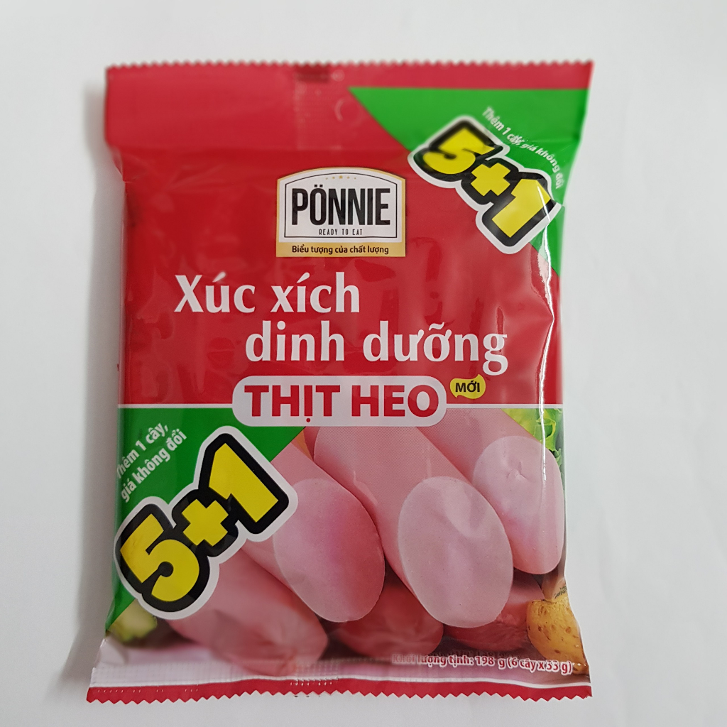 Xúc xích dinh dưỡng ăn liền Ponnie gói 5 cây vị bò/ heo