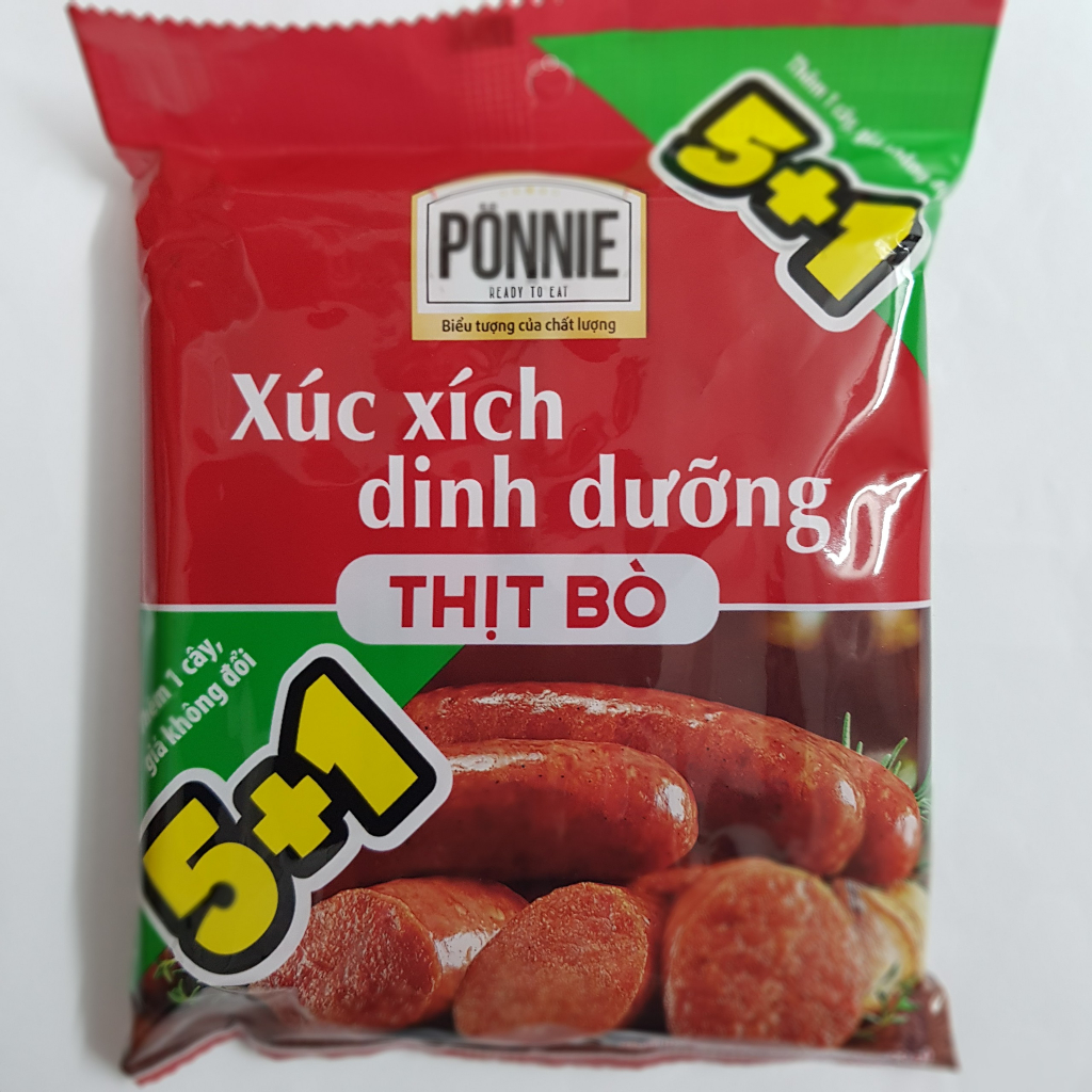 Xúc xích dinh dưỡng ăn liền Ponnie gói 5 cây vị bò/ heo