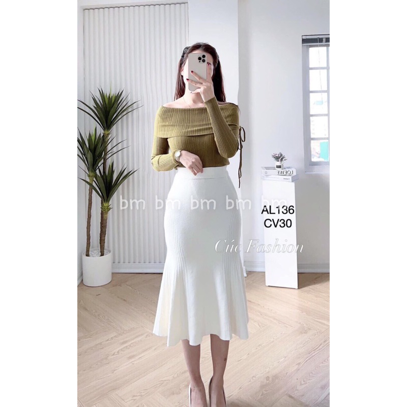 Chân Váy Len Dáng Đuôi Cá Chất Liệu Dày Đẹp Hàng QC