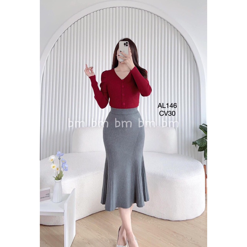 Chân Váy Len Dáng Đuôi Cá Chất Liệu Dày Đẹp Hàng QC