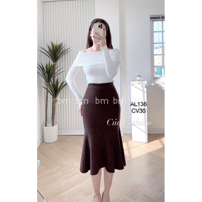 Chân Váy Len Dáng Đuôi Cá Chất Liệu Dày Đẹp Hàng QC