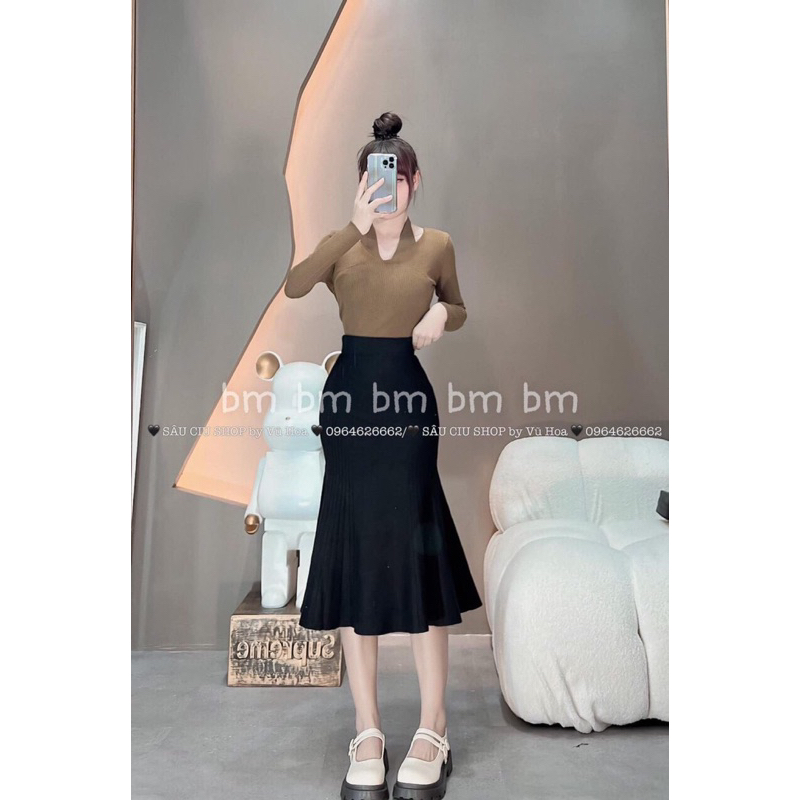 Chân Váy Len Dáng Đuôi Cá Chất Liệu Dày Đẹp Hàng QC