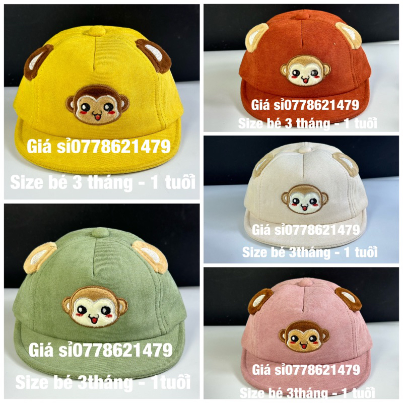 Mũ mềm cho bé sơ sinh 1 tuổi đổ lại - nón dành cho trẻ em khỉ cực dễ thương
