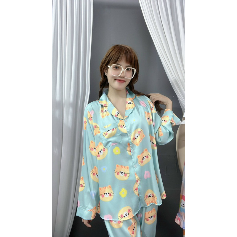 Đồ bộ lụa tay dài latin bigsize 210