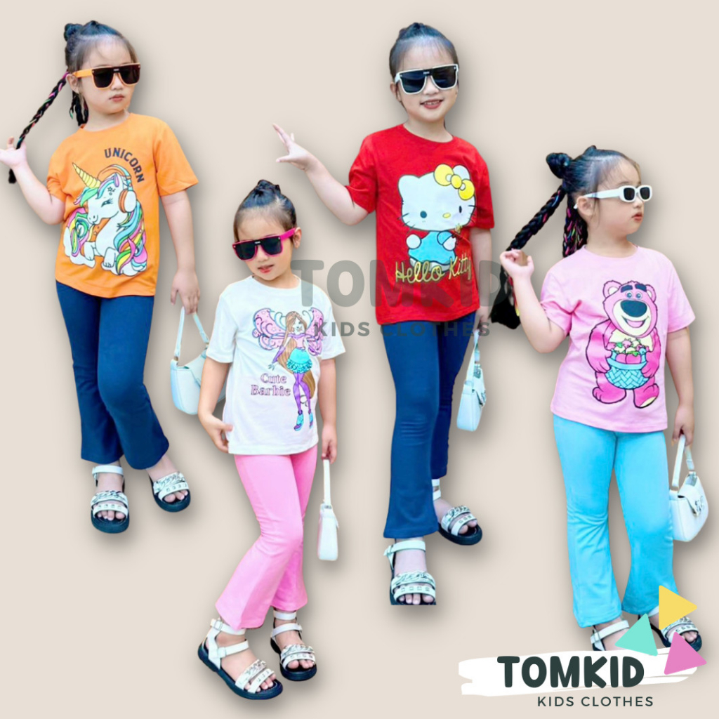 Đồ bộ cho bé gái đồ dài tay ngắn cho bé gái cotton chính phẩm loại 1 co giãn không nhão vải 9-42kg Tomkids