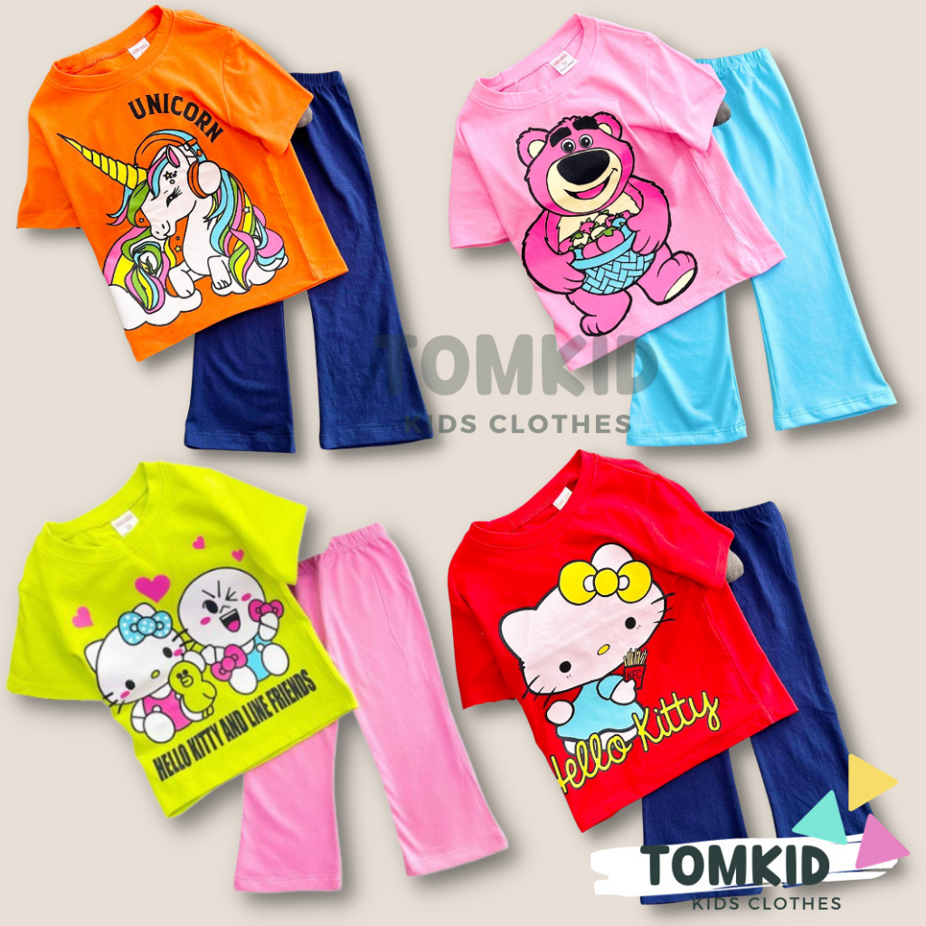 Đồ bộ cho bé gái đồ dài tay ngắn cho bé gái cotton chính phẩm loại 1 co giãn không nhão vải 9-42kg Tomkids