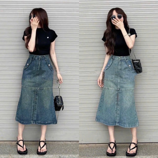 Chân váy jeans đuôi cá trơn basic