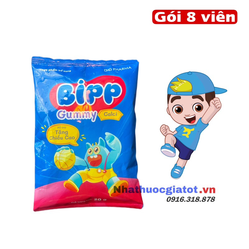 Combo 10 Gói Kẹo Dẻo Bipp Gummy Calci DHG Hỗ Trợ Xương Răng Chắc Khoẻ, Tăng Chiều Cao Cho Bé