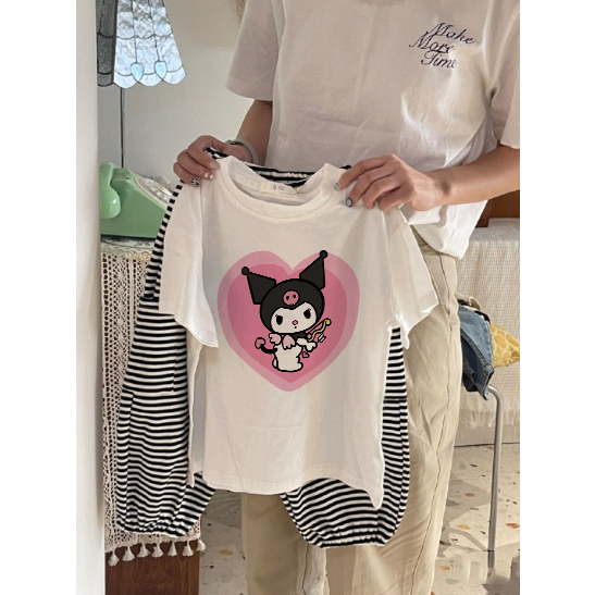 Áo thun bé gái Kids YoYo áo ngắn tay chất cotton mềm mịn thoáng mát kuromi Trang chủ 3-12 tuổi T0033