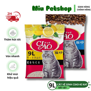 Cát vệ sinh cho mèo ciao Mi cat 9L, Cát vệ sinh cho mèo Nhật Bản thấm hút, khử mùi, ít bụi- cát mi kat