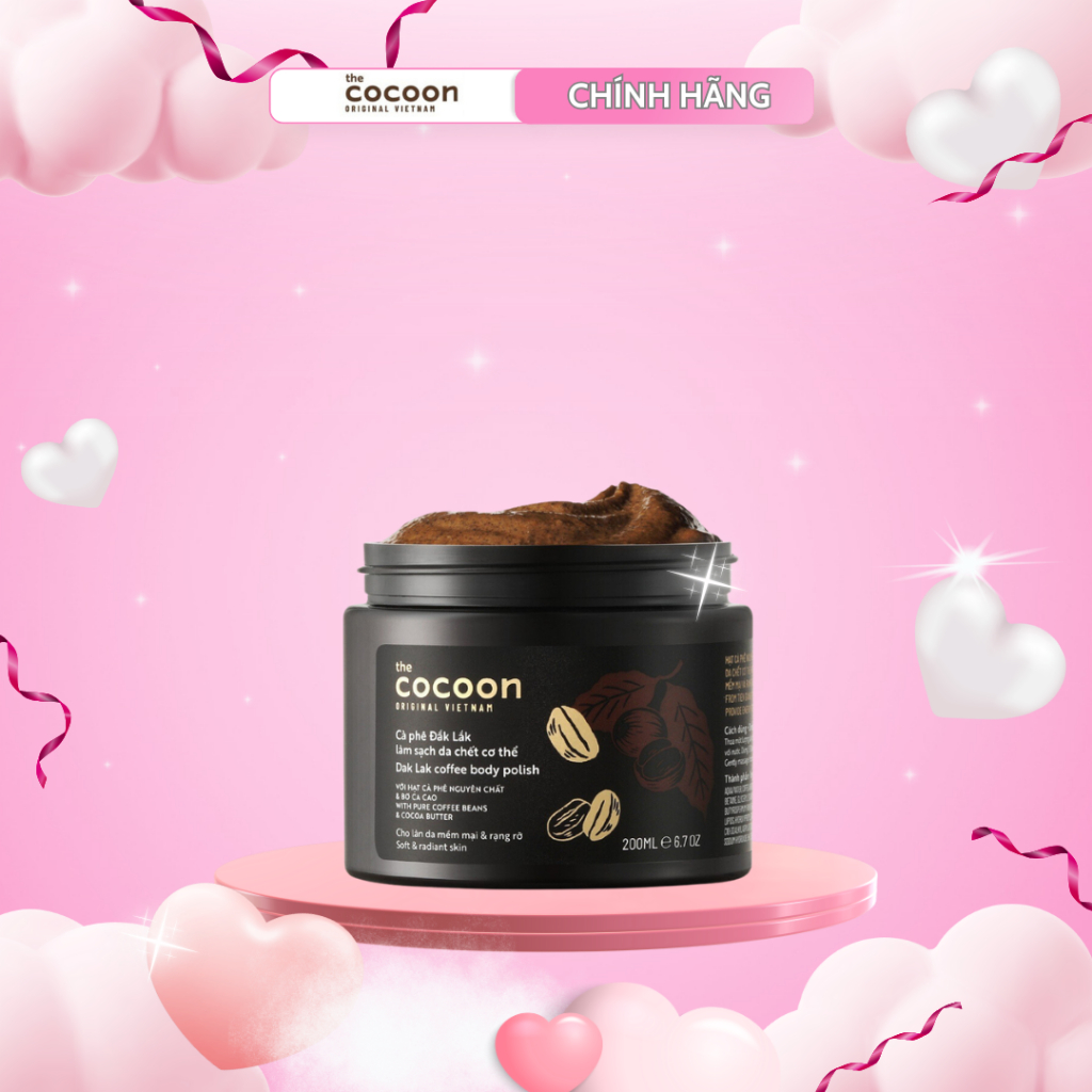 Tẩy tế bào chết cơ thể Cocoon cà phê Đắk Lắk giúp sáng da cho làn da mềm mại và rạng rỡ 200ml