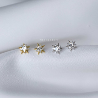 Khuyên tai bạc 925 mini - Ngôi sao tinh thể băng (giá 1 chiếc) - Nepherteti