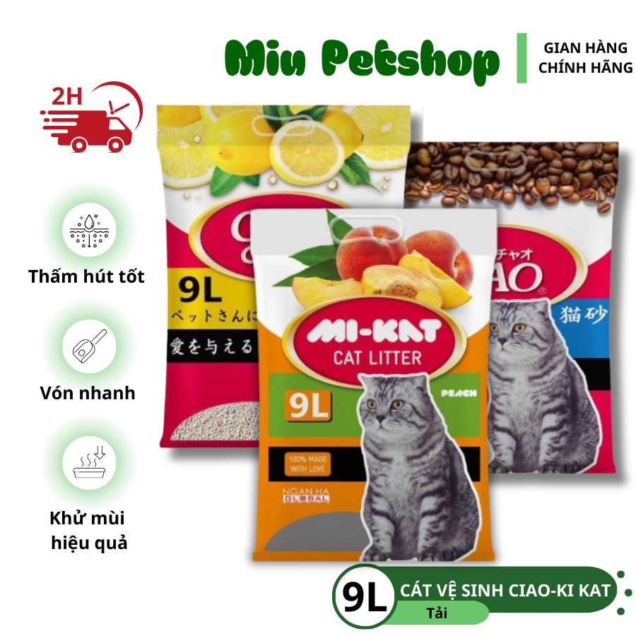 Tải cát vệ sinh ciao mi-cat 6 túi cho mèo- cát vệ sinh khử mùi vón cục tốt dành cho chó mèo