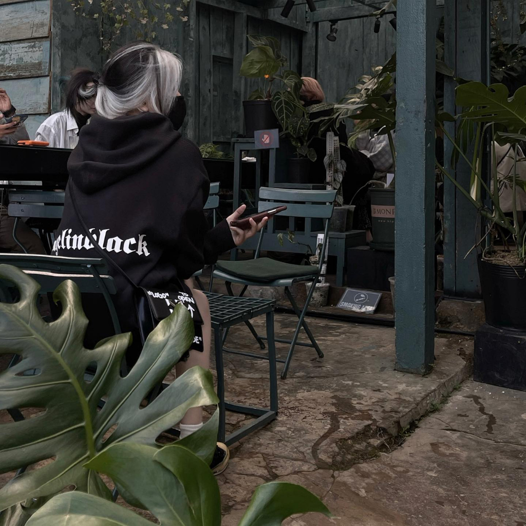 Áo hoodie unisex NELLY - MIR form rộng vải nỉ bông 380gsm all in black