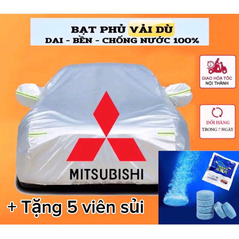 Bạt Phủ Ô Tô Vải Dù Mitsubishi Mirage, Xpander, Attrage, Pajero, Triti