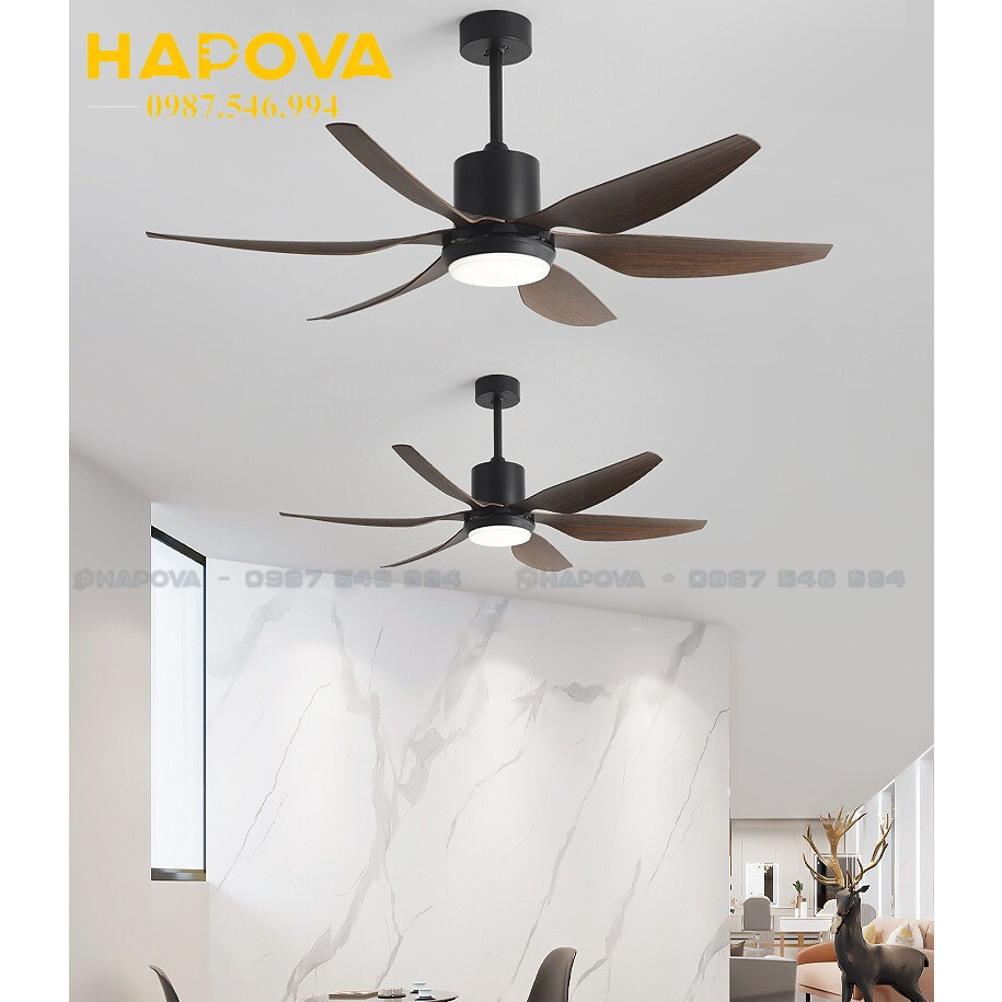 Quạt trần cánh gỗ HAPOVA 8090 kích thước 1,67m động cơ 6 số + Tặng kèm điều khiển từ xa