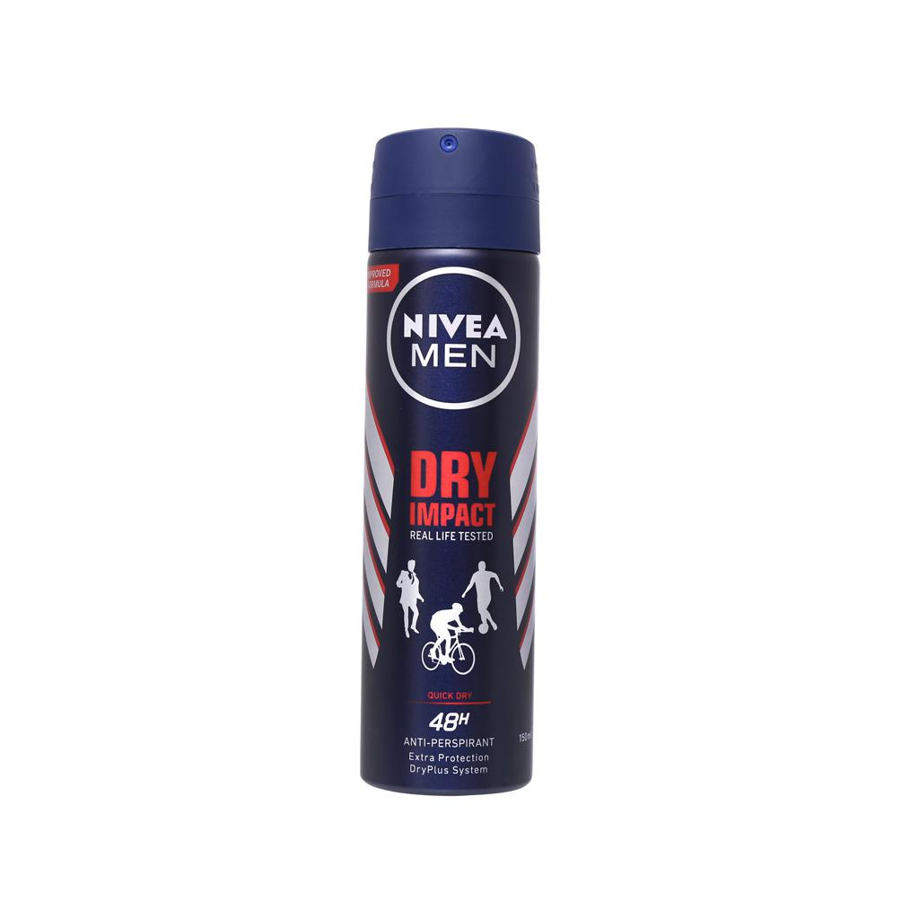 Xịt Ngăn Mùi NIVEA MEN DRY IMPACT Khô Thoáng Vượt Trội 150ml