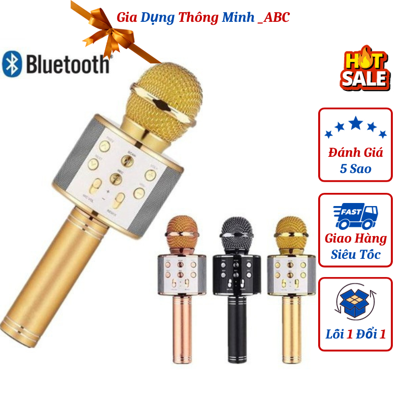 Micro Không Dây BLUETOOTH Tiện Dụng Chất Lượng Cao WS-858 ĐA NĂNG 6 TRONG 1 HÁT KARAOKE, | BigBuy360 - bigbuy360.vn