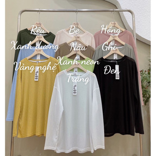 Áo phông giấy form rộng tay dài, áo thun nữ cổ tròn