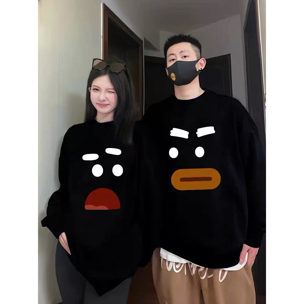 Áo nỉ đôi nam nữ dài tay mùa đông Deliz sweater cổ tròn dày ấm dáng dài mặc đôi siêu ấm Devil Princess