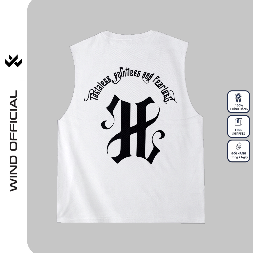 Áo ba lỗ unisex WIND form rộng sát nách Chữ H tanktop thời trang nam nữ oversize